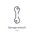 Linear garage wrench icon from Construction tools outline collection. Thin line garage wrench vector isolated on white background