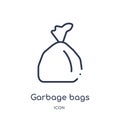 Linear garbage bags icon from Furniture and household outline collection. Thin line garbage bags icon isolated on white background