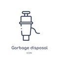 Linear garbage disposal icon from Electronic devices outline collection. Thin line garbage disposal vector isolated on white