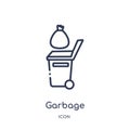 Linear garbage icon from Cleaning outline collection. Thin line garbage vector isolated on white background. garbage trendy