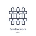 Linear garden fence icon from Construction outline collection. Thin line garden fence vector isolated on white background. garden