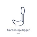 Linear gardening digger icon from Construction tools outline collection. Thin line gardening digger vector isolated on white