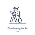 Linear gardening tools icon from Free time outline collection. Thin line gardening tools vector isolated on white background.
