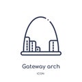 Linear gateway arch icon from Architecture and travel outline collection. Thin line gateway arch vector isolated on white