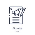 Linear gazette icon from Marketing outline collection. Thin line gazette icon isolated on white background. gazette trendy