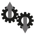 Linear gears with arrows. Vector illustration.