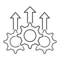 Linear gears up arrow icon. Vector illustration.