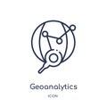 Linear geoanalytics icon from Maps and locations outline collection. Thin line geoanalytics icon isolated on white background.