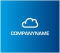 Linear, geometrical cloud on blue background. Cloud and sky. Ready logo