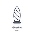 Linear gherkin icon from Architecture and travel outline collection. Thin line gherkin vector isolated on white background.