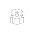 Linear Gift box icon. Present sign symbol. Thin line icon on white background. Vector illustration. Royalty Free Stock Photo