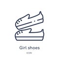 Linear girl shoes icon from Kid and baby outline collection. Thin line girl shoes icon isolated on white background. girl shoes