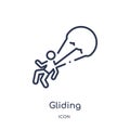 Linear gliding parachutist icon from Activity and hobbies outline collection. Thin line gliding parachutist vector isolated on