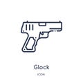 Linear glock icon from Army and war outline collection. Thin line glock vector isolated on white background. glock trendy