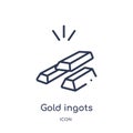 Linear gold ingots icon from Crowdfunding outline collection. Thin line gold ingots vector isolated on white background. gold