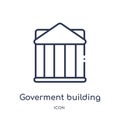 Linear goverment building icon from Buildings outline collection. Thin line goverment building vector isolated on white background