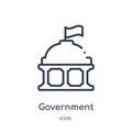 Linear government buildings icon from City elements outline collection. Thin line government buildings vector isolated on white