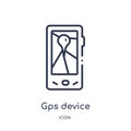 Linear gps device icon from Maps and locations outline collection. Thin line gps device icon isolated on white background. gps Royalty Free Stock Photo