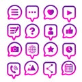 Linear gradient chat icons. App linear icons set