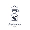 Linear graduating icon from Education outline collection. Thin line graduating vector isolated on white background. graduating