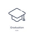 Linear graduation mortarboard icon from Education outline collection. Thin line graduation mortarboard icon isolated on white