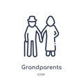 Linear grandparents icon from Family relations outline collection. Thin line grandparents vector isolated on white background.