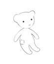Linear Graphic Sketch With Vintage Cartoon Teddy Bear Toy