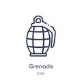 Linear grenade icon from Army outline collection. Thin line grenade vector isolated on white background. grenade trendy