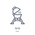 Linear grill icon from Camping outline collection. Thin line grill vector isolated on white background. grill trendy illustration