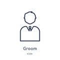 Linear groom icon from Birthday party outline collection. Thin line groom vector isolated on white background. groom trendy Royalty Free Stock Photo