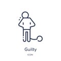 Linear guilty icon from Law and justice outline collection. Thin line guilty icon isolated on white background. guilty trendy Royalty Free Stock Photo