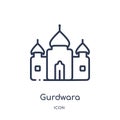 Linear gurdwara icon from Buildings outline collection. Thin line gurdwara vector isolated on white background. gurdwara trendy