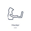 Linear hacker icon from Internet security outline collection. Thin line hacker icon isolated on white background. hacker trendy Royalty Free Stock Photo