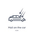 Linear hail on the car icon from Insurance outline collection. Thin line hail on the car icon isolated on white background. hail Royalty Free Stock Photo