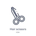 Linear hair scissors icon from Beauty outline collection. Thin line hair scissors vector isolated on white background. hair
