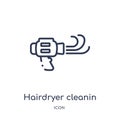 Linear hairdryer cleanin icon from Cleaning outline collection. Thin line hairdryer cleanin vector isolated on white background.