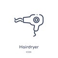 Linear hairdryer facing left icon from Beauty outline collection. Thin line hairdryer facing left vector isolated on white