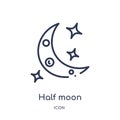 Linear half moon icon from Astronomy outline collection. Thin line half moon vector isolated on white background. half moon trendy