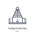 Linear hallgrimskirkja icon from Architecture and travel outline collection. Thin line hallgrimskirkja vector isolated on white