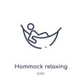 Linear hammock relaxing icon from Holidays outline collection. Thin line hammock relaxing icon isolated on white background.