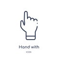 Linear hand with extended pointing finger icon from American football outline collection. Thin line hand with extended pointing