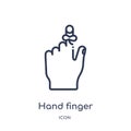 Linear hand finger with a ribbon icon from Human body parts outline collection. Thin line hand finger with a ribbon icon isolated