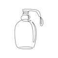 Linear hand soap icon. Illustration with one continuous line. Liquid antibacterial soap. Disinfection of hands. Vector