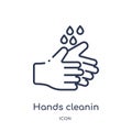 Linear hands cleanin icon from Cleaning outline collection. Thin line hands cleanin vector isolated on white background. hands