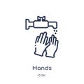 Linear hands icon from Cleaning outline collection. Thin line hands vector isolated on white background. hands trendy illustration