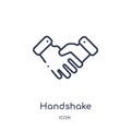 Linear handshake icon from Customer service outline collection. Thin line handshake vector isolated on white background. handshake