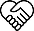 Linear handshake icon in the form of a heart