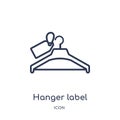 Linear hanger label icon from General outline collection. Thin line hanger label icon isolated on white background. hanger label