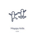 Linear happy kids icon from Charity outline collection. Thin line happy kids vector isolated on white background. happy kids