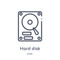 Linear hard disk icon from Electronic devices outline collection. Thin line hard disk vector isolated on white background. hard